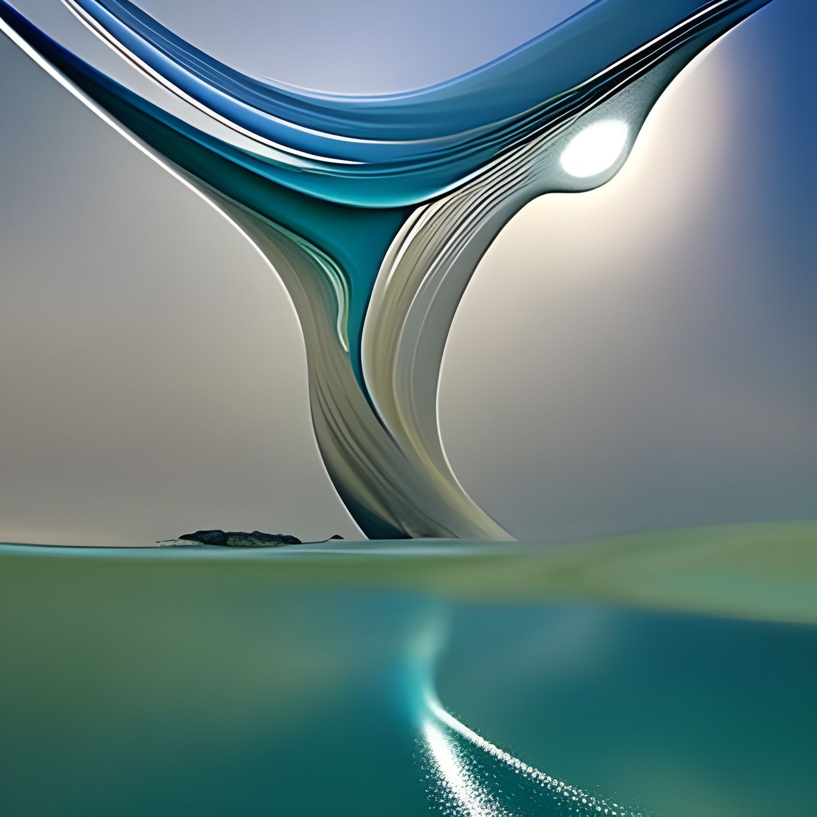 Surreal Whale Tail Above Water