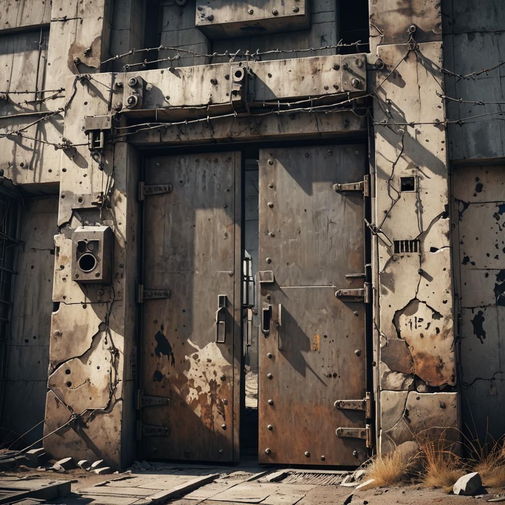 Heavily Fortified Bunker Entrance in Wasteland