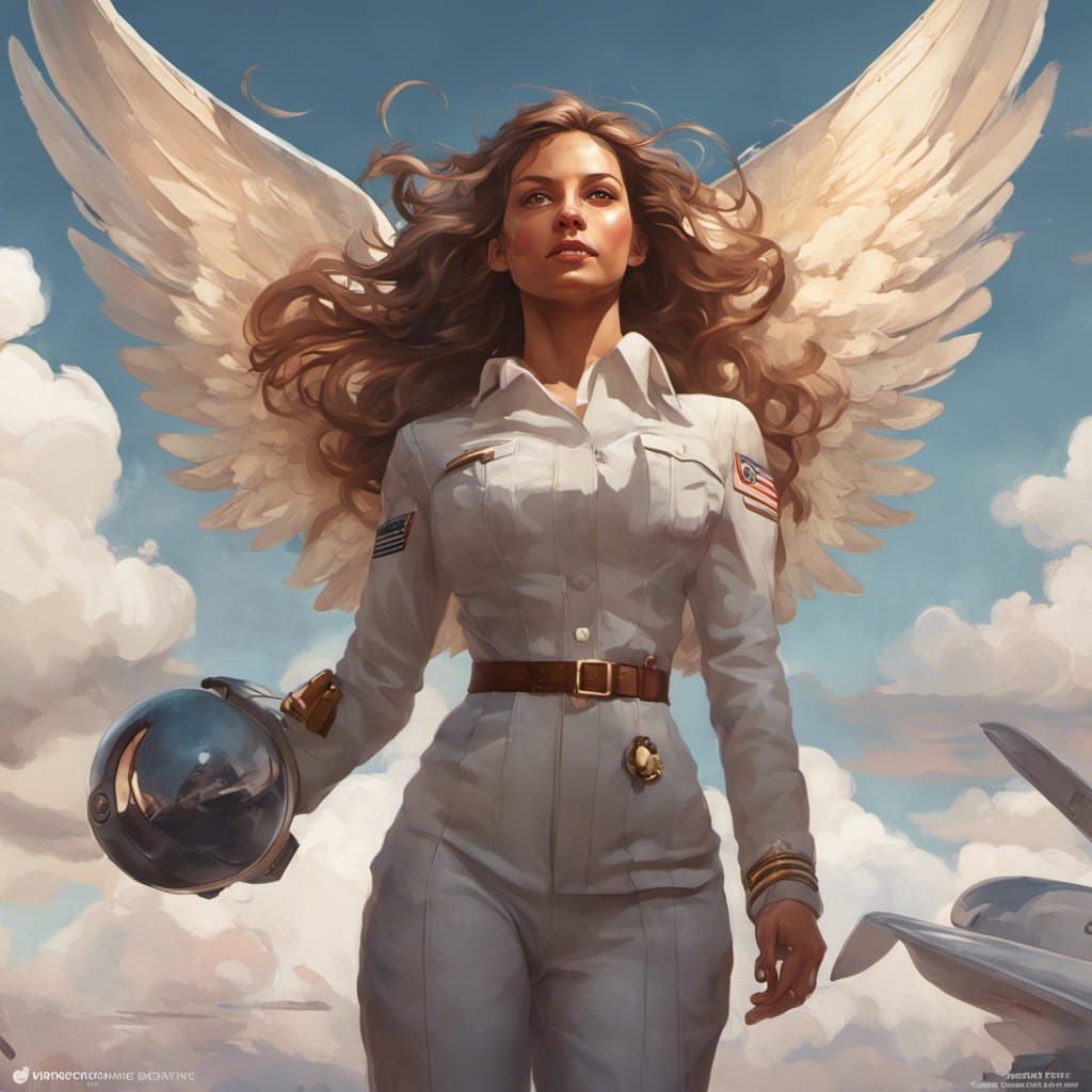 Angelic Pilot Portrait in Hyperdetailed Digital Art