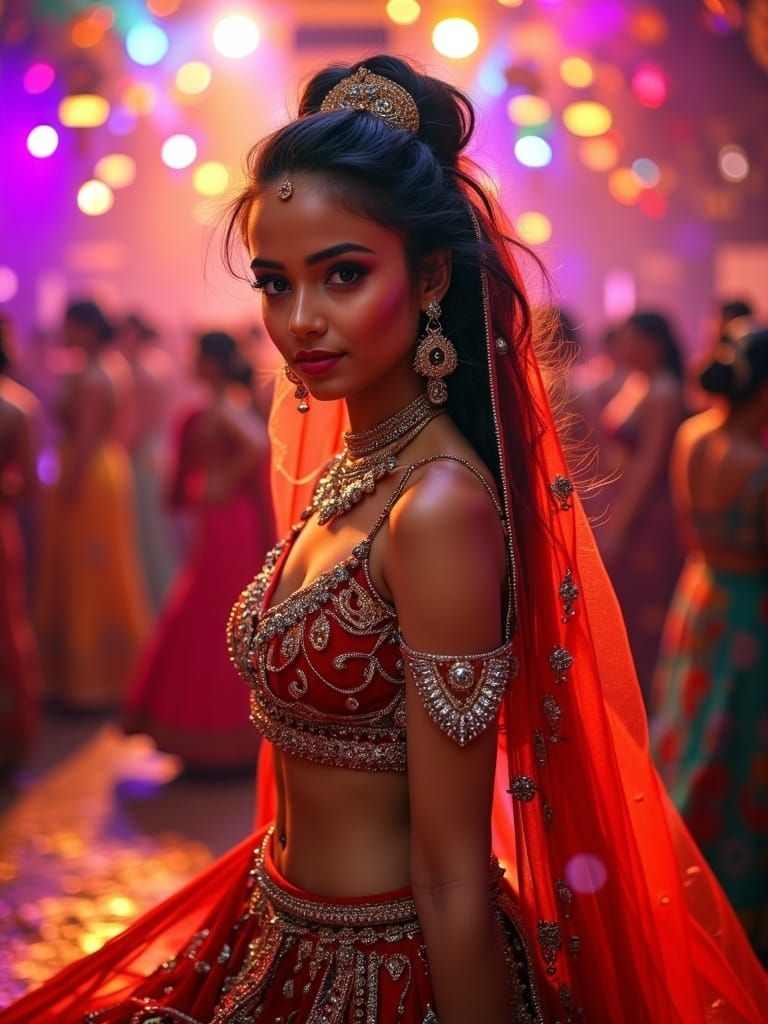 Bollywood Dancer in Elaborate Traditional Attire