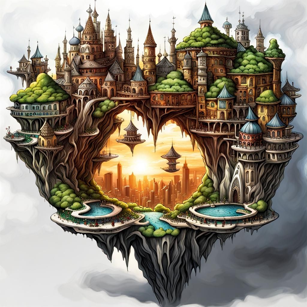 Maximalist Floating Fantasy Kingdom