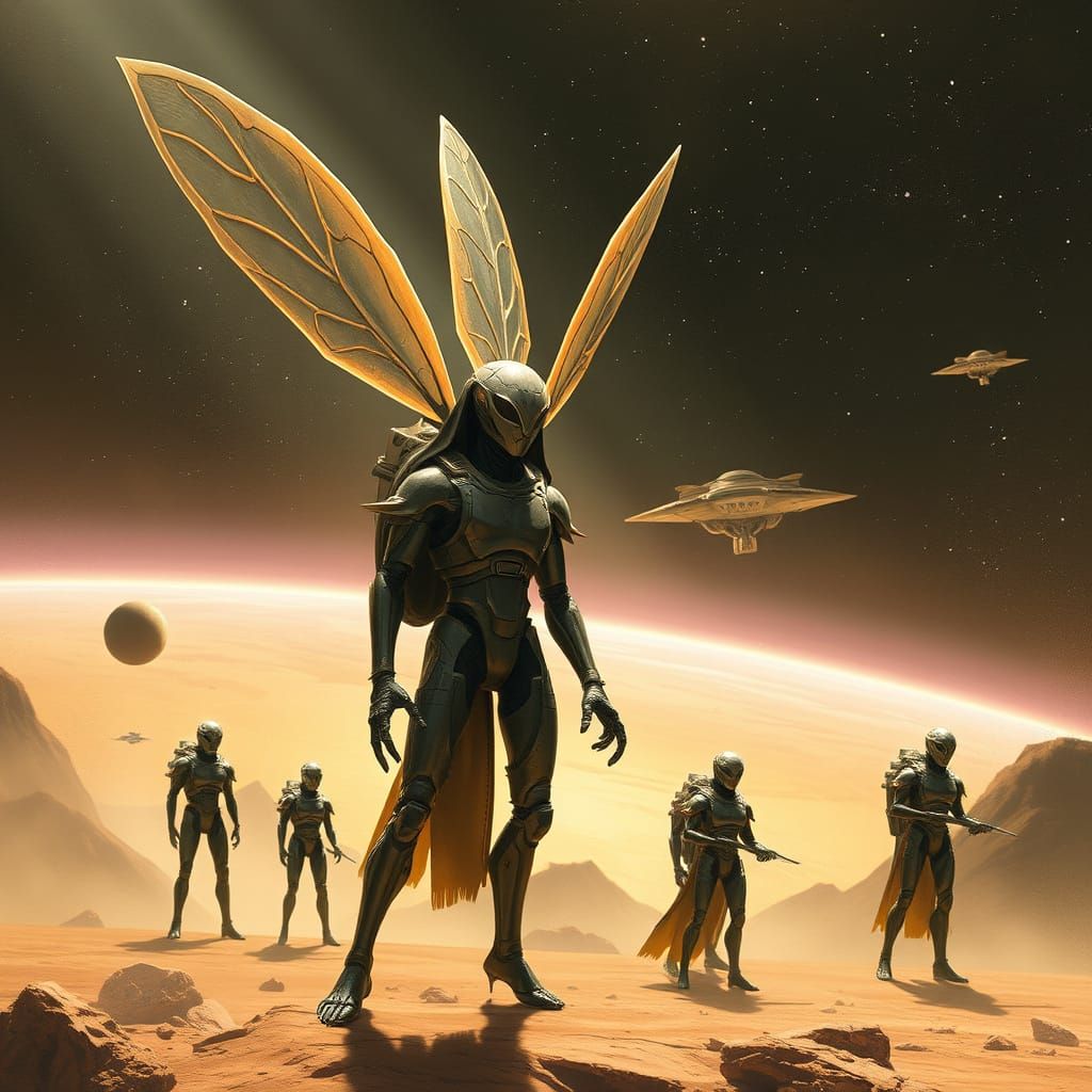Insectoid-Human Starship Crew: Sci-Fi Concept Art