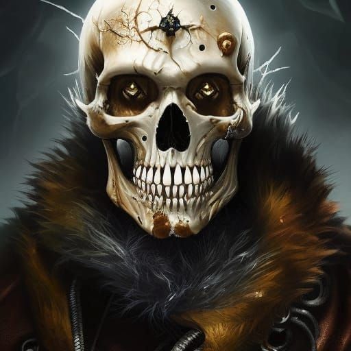 Zombie Skeleton Ghost Portrait with Glowing Eyes