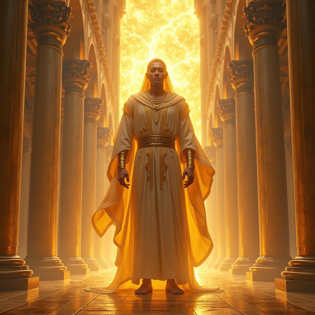 Majestic Being in Dreamlike Landscape: Cinematic Concept Art