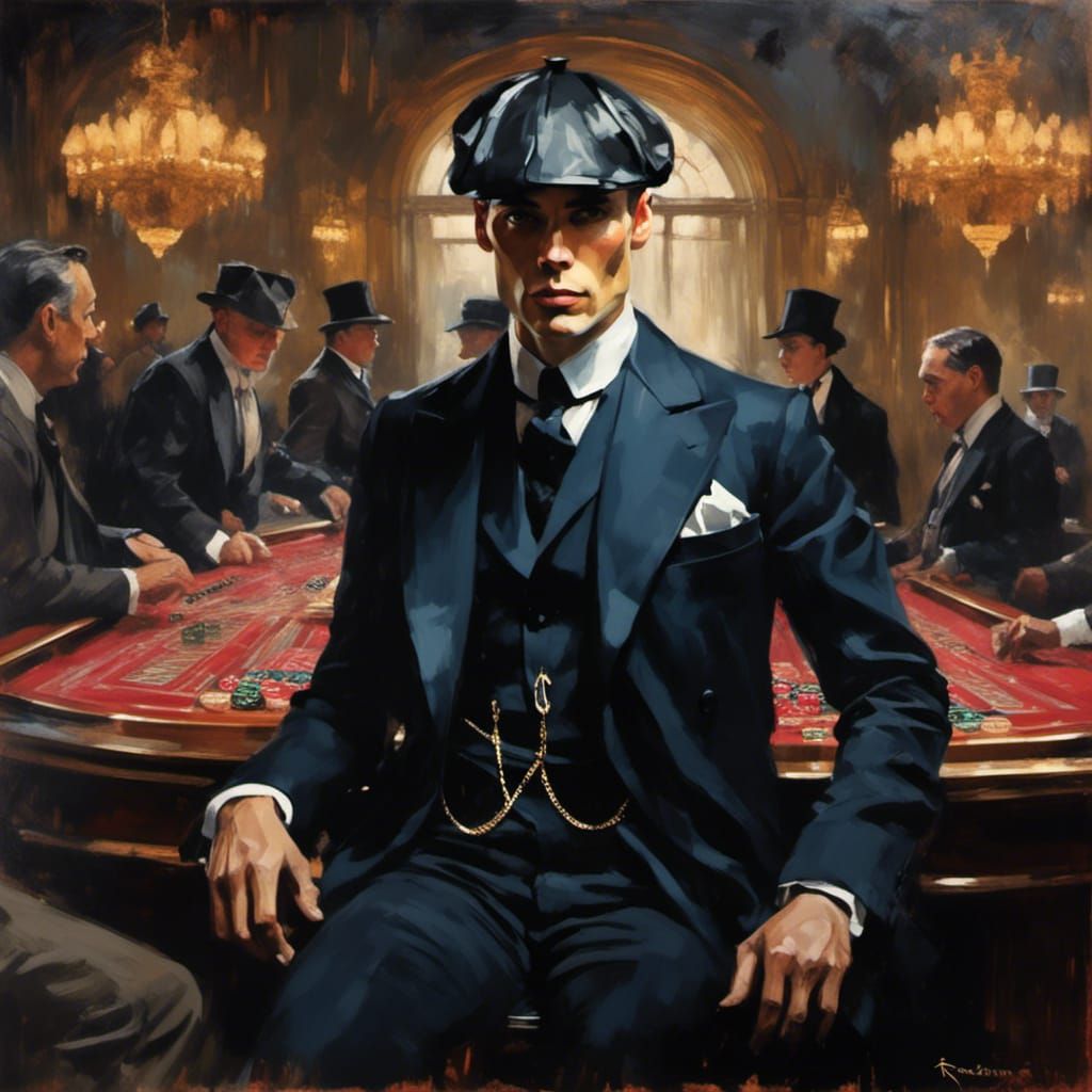 Cillian Murphy in 1920s Casino: Dreamlike Watercolor