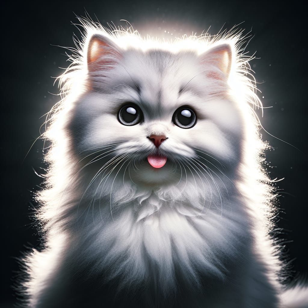 British Shorthair Kitten Tongue Blep in Hyperrealistic Photo