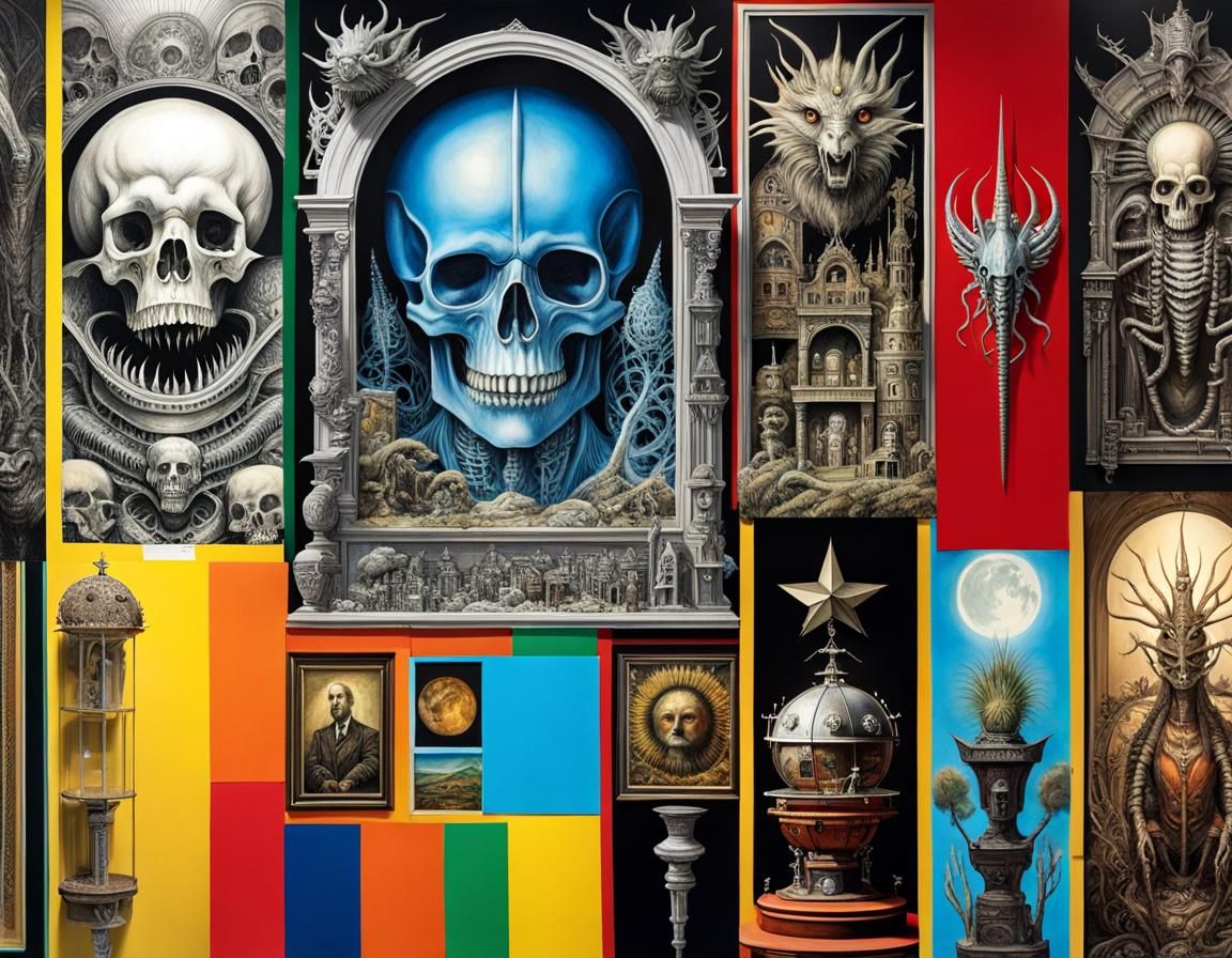 Cryptid Taxidermy Freak Show Collage in Surreal Style