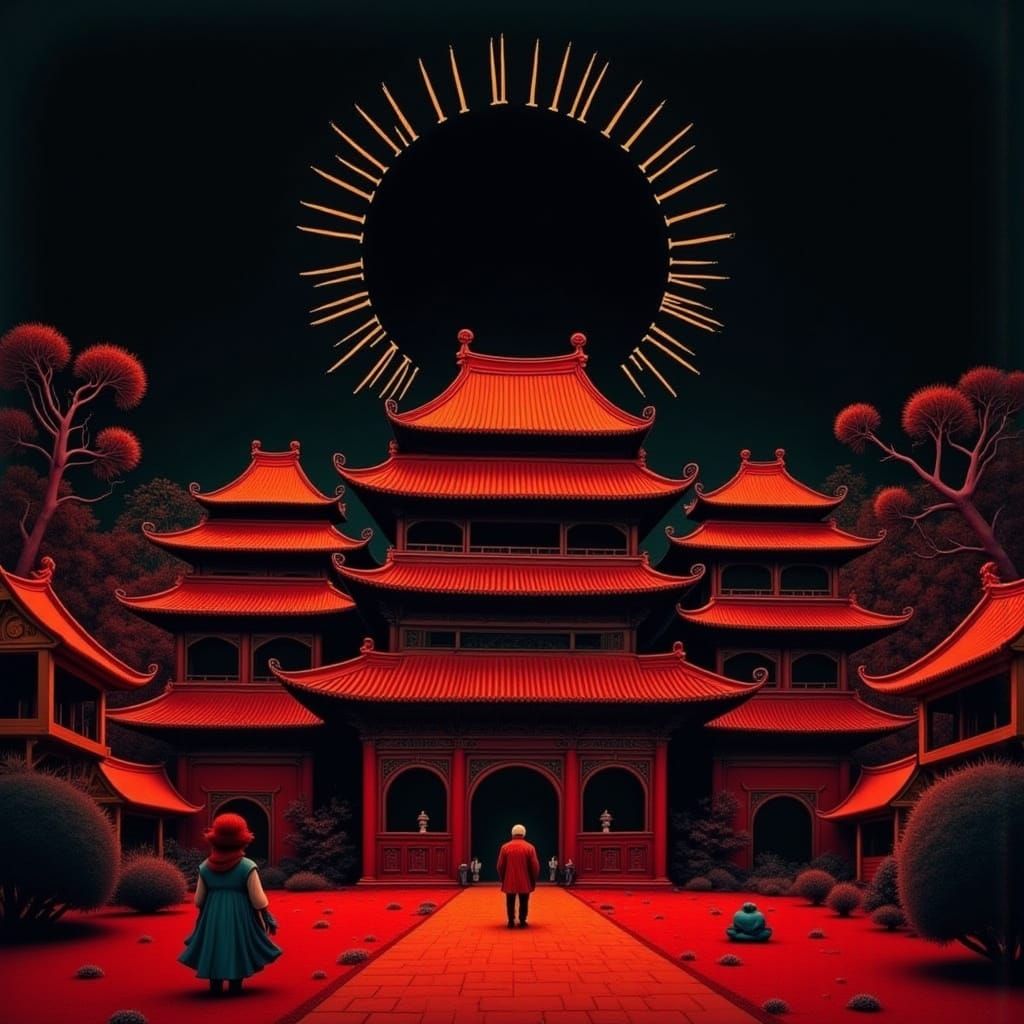 Vibrant Forbidden City Architecture in Pop Art Style