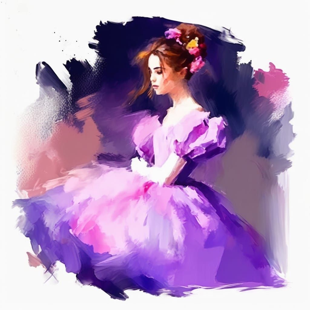 Colorful Rkgk Girl in Jellyfish Gown, Impressionist Illustra...