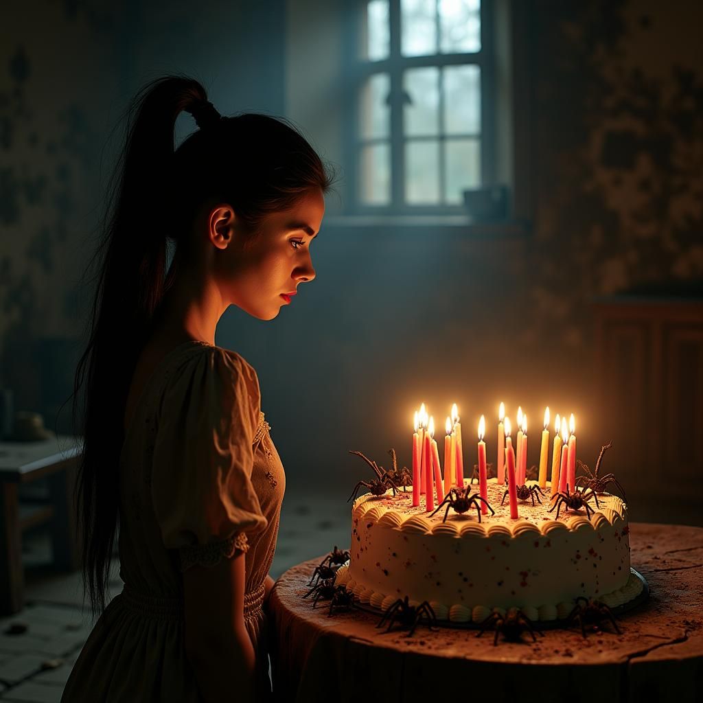 Sinister Birthday Cake with Spiders