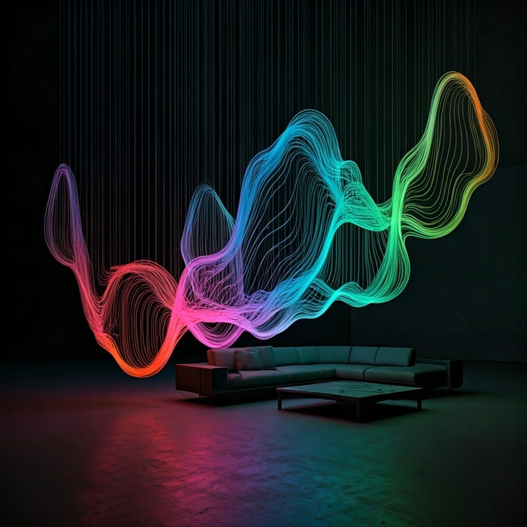 Futuristic Spiderweb Lamp with Rainbow OLED Illumination