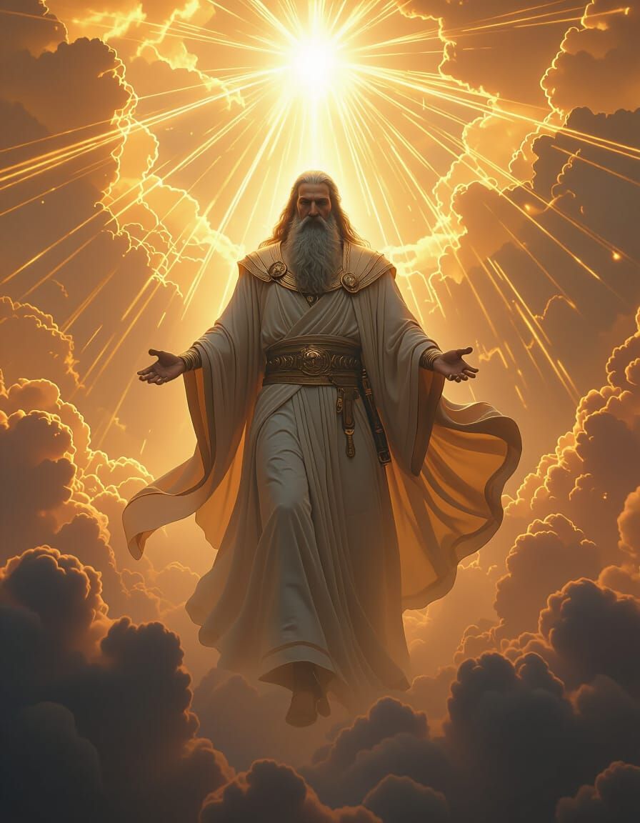 Majestic Godlike Figure in Golden Light