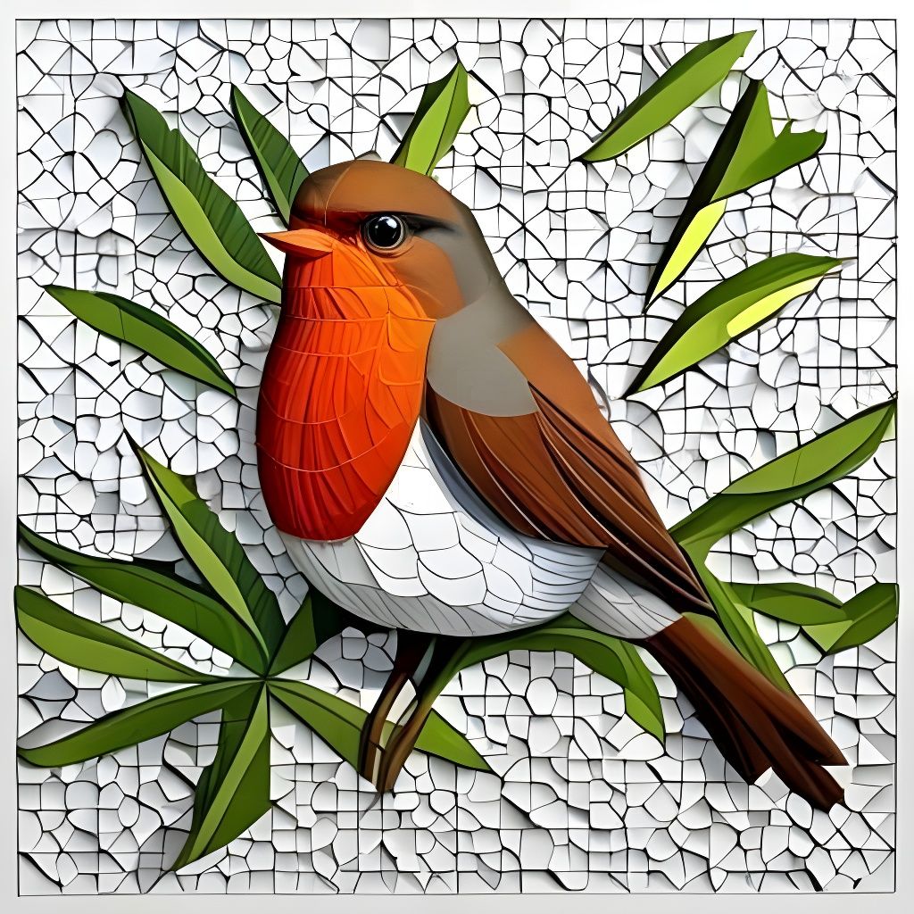 Robin Bird in Flowery Meadow: 3D Render