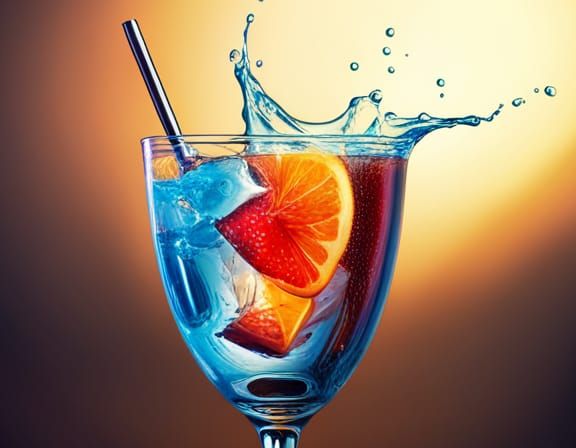 Hyperrealistic Cocktail in Splash Art Style