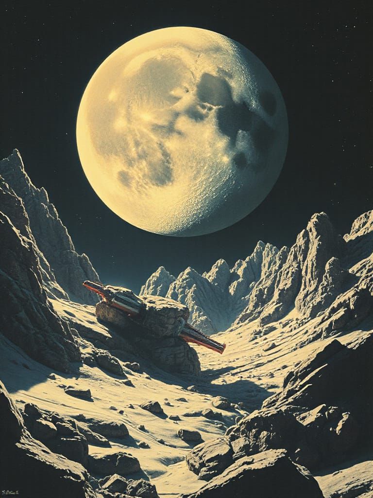 Dramatic Moonscape Space Art