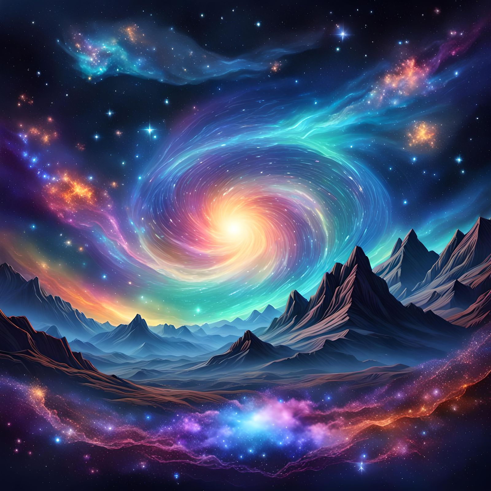 Enchanting Astral Night Sky in Mixed Media Style