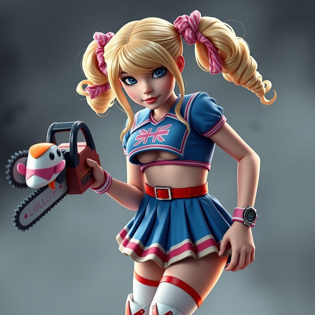 Ethereal Cheerleader in Cyberpunk Chainsaw Fantasy
