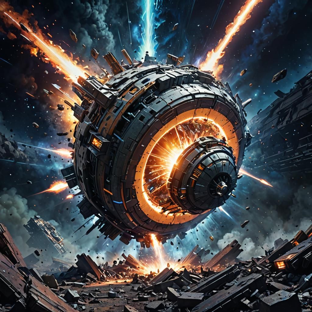 Planet Destruction by Mass Accelerator in Sci-Fi Art