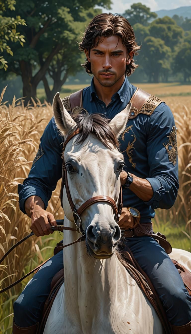 Hyperrealistic Portrait of a Man on Horseback