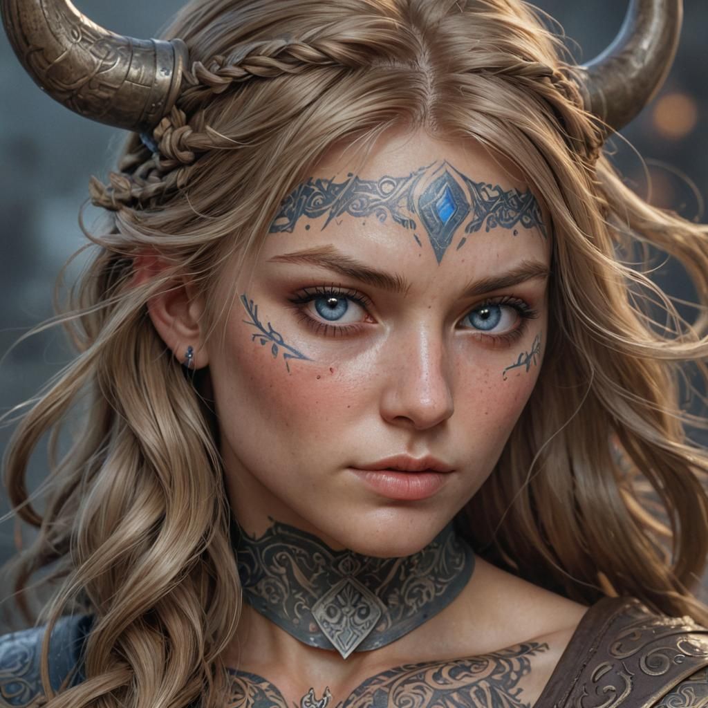 Viking Woman Portrait in Hyperdetailed Digital Art