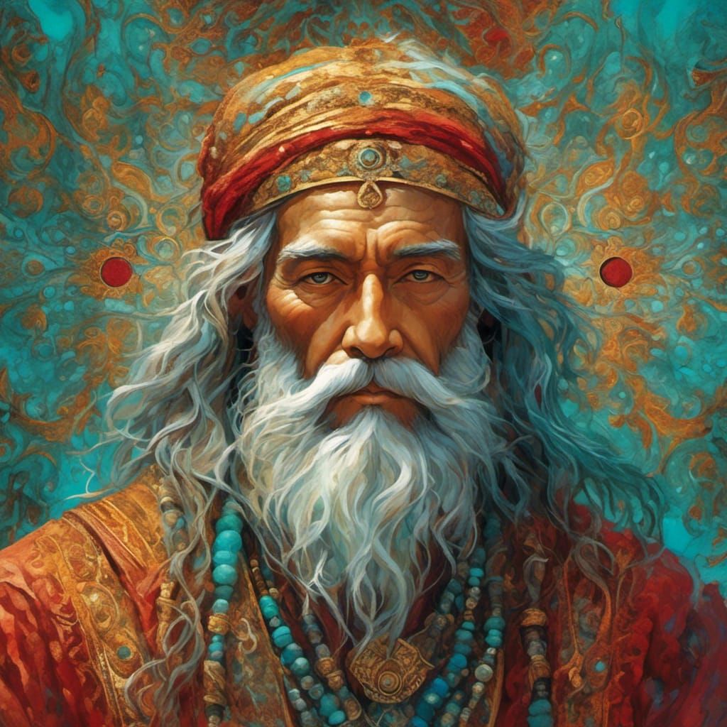 Hyperrealistic Portrait of Rumi in Persian Style