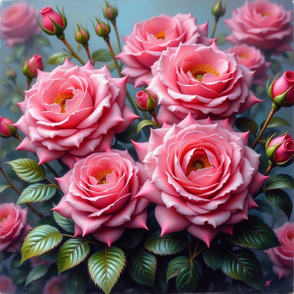 <lora:Fairy Punk:1.0> Fluorescent pink supersized roses