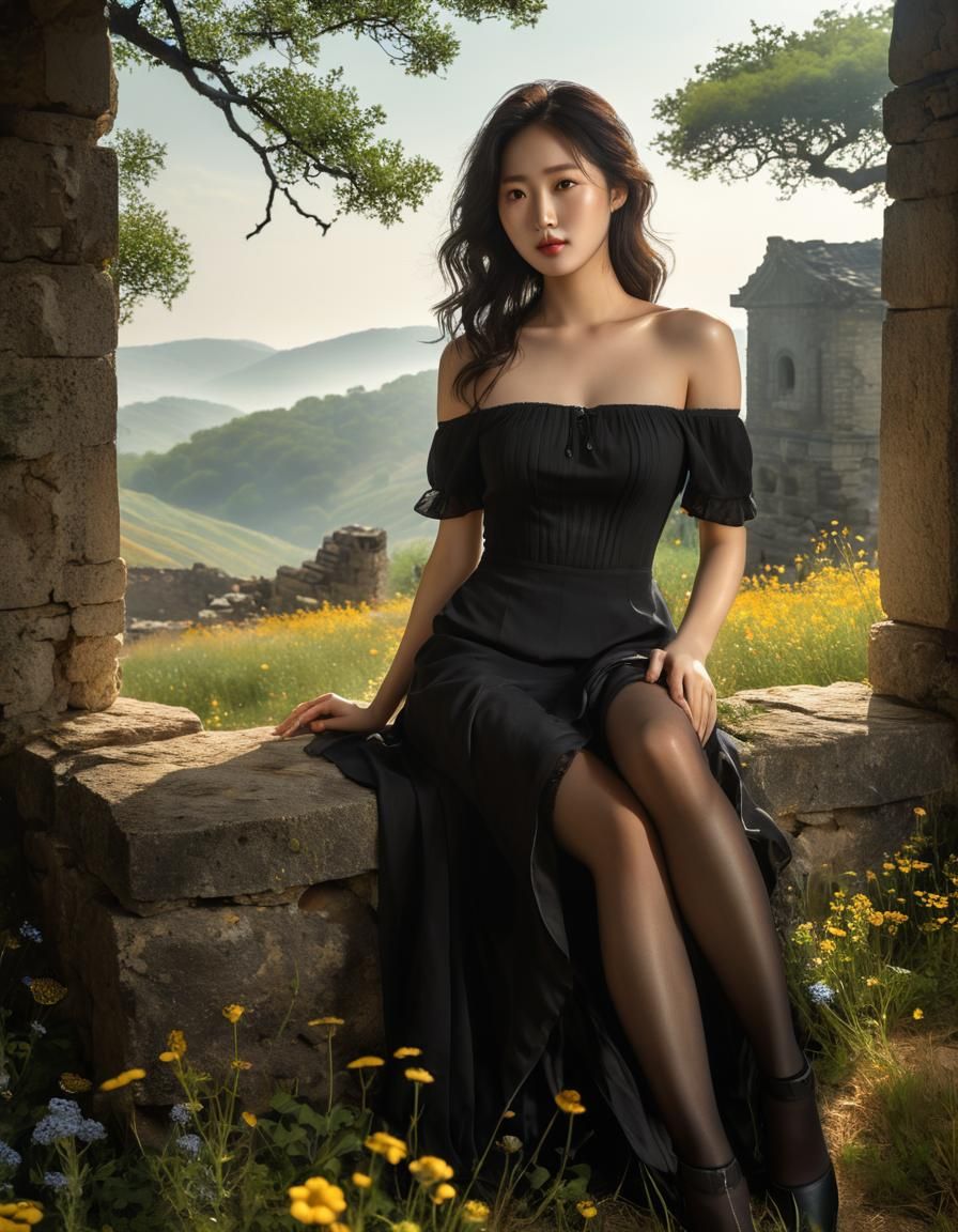 Korean Woman Portrait in Chiaroscuro Oil Painting