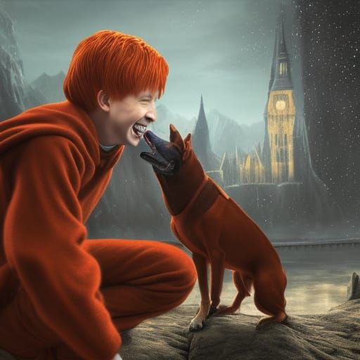 Ronald Weasley and Basenji Dog in Winter