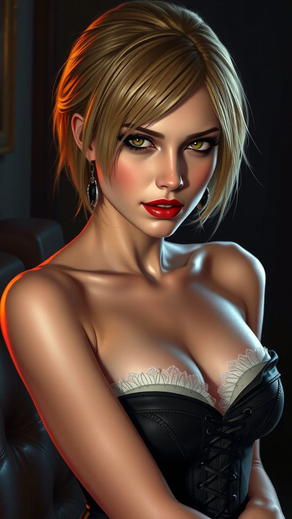 Elegant Woman with Bold Makeup in Manga-Inspired Style