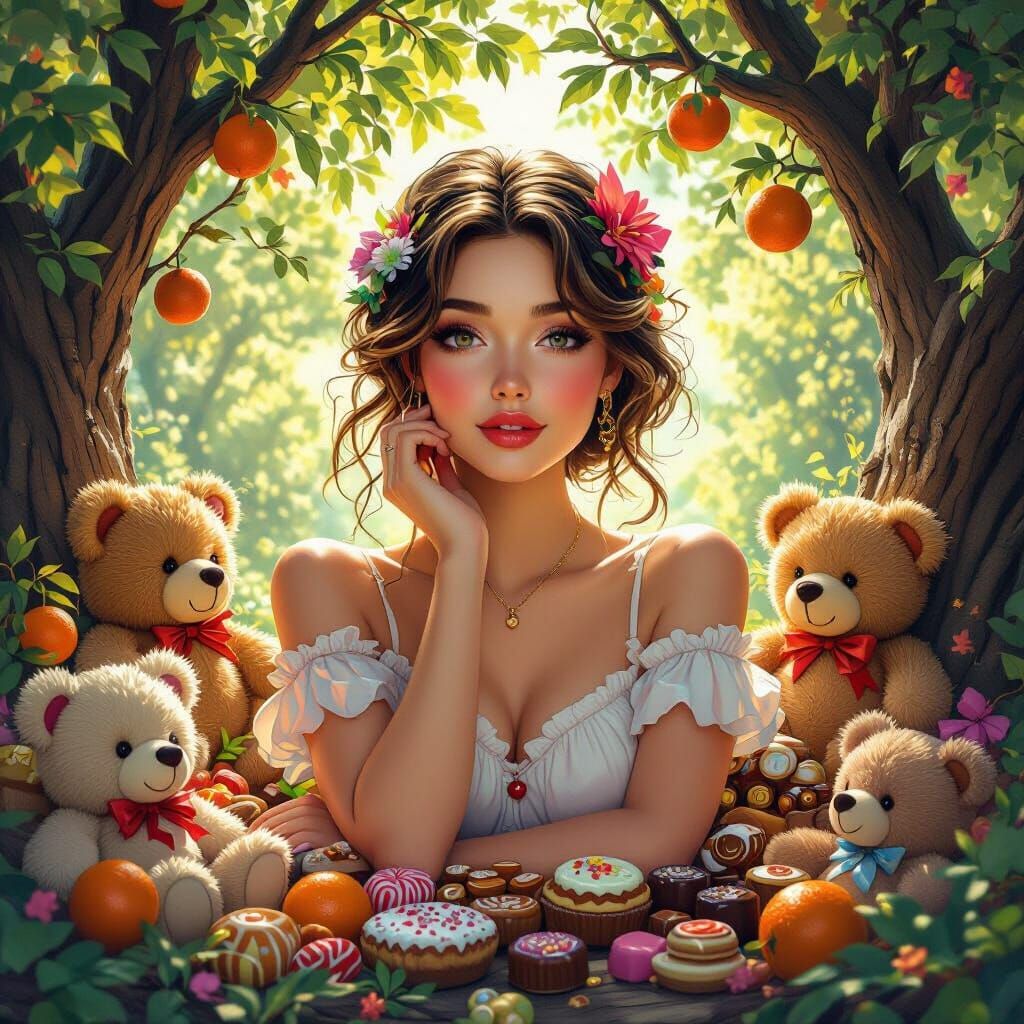 Whimsical Woman Portrait in Hyper-Realism Style