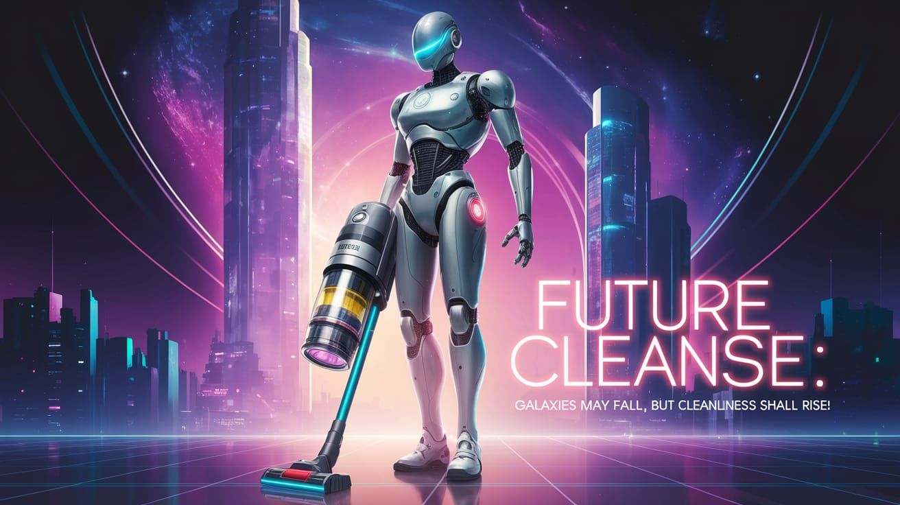 Sleek Robot Stands Tall in Futuristic Cityscape with High-Te...