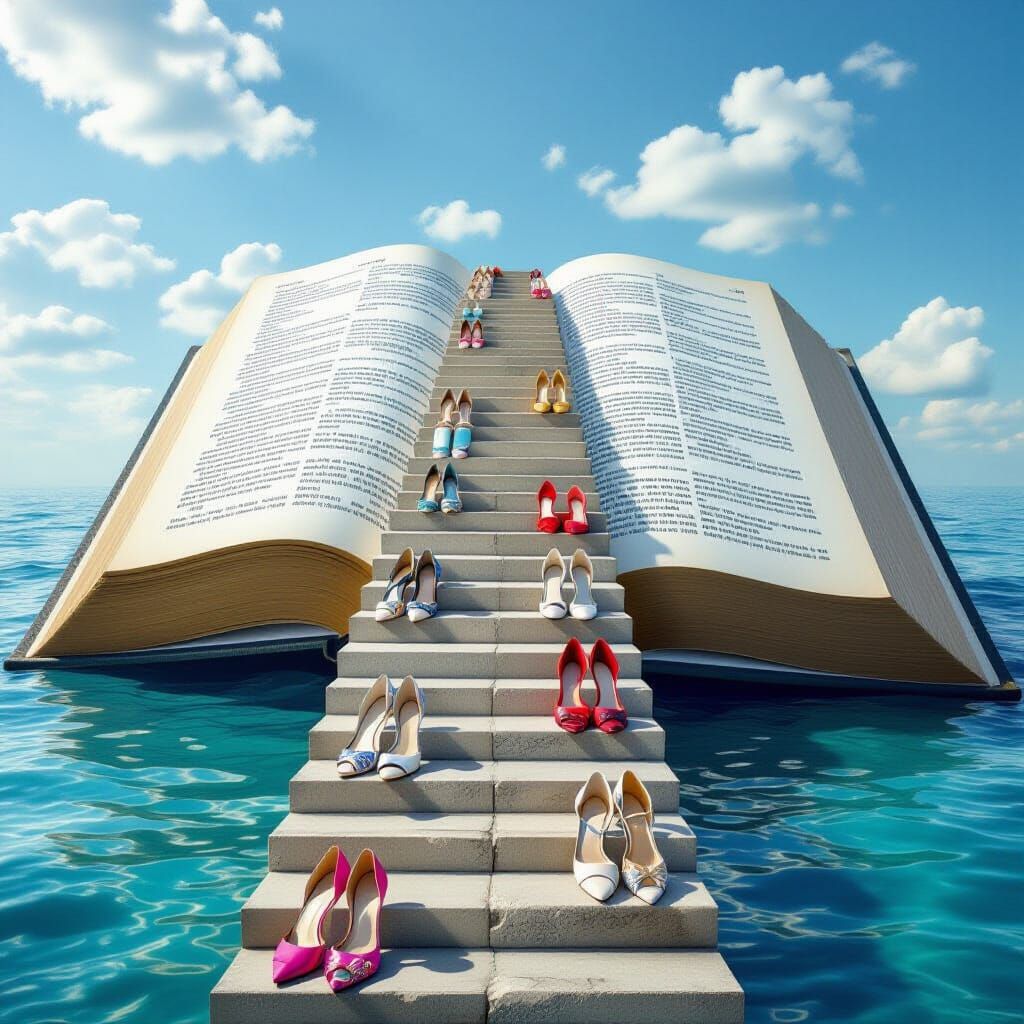 Surreal Book Pathway with Fashion Shoes
