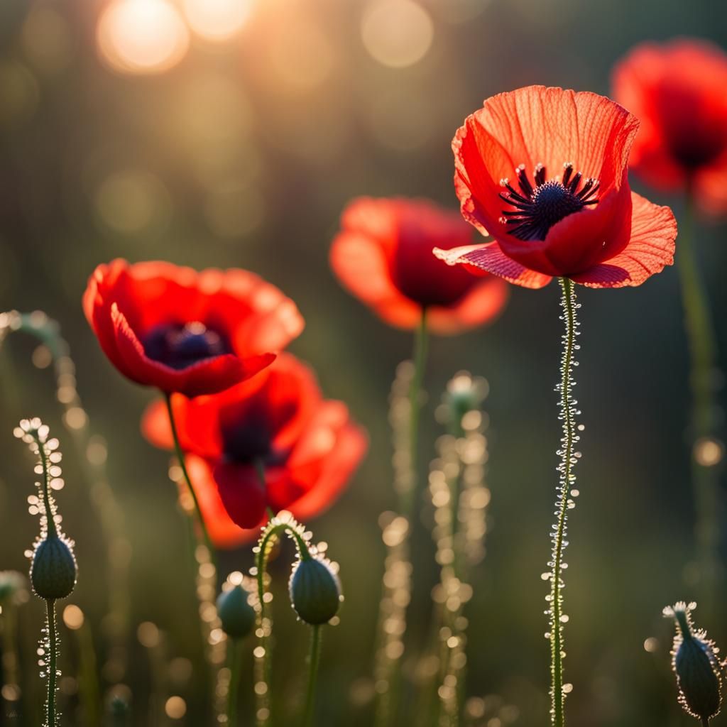 Red Poppies in Forest: Professional Photography