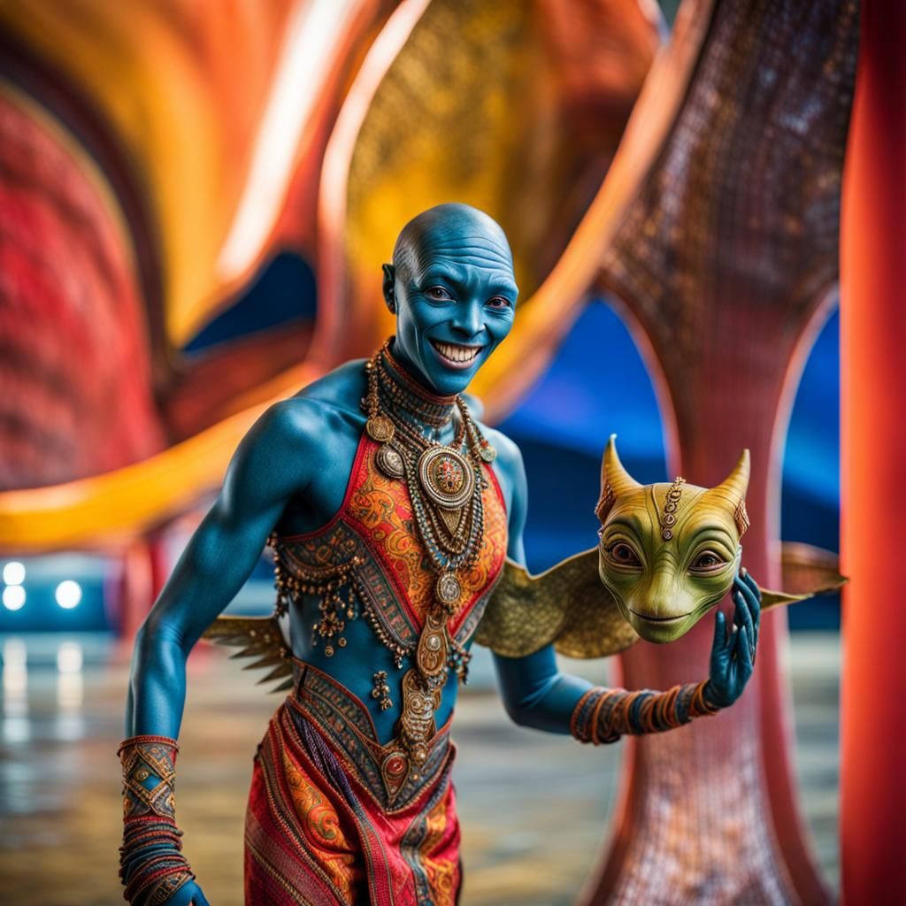 Surreal Alien Restaurant Celebration in Contre-Jour Lighting