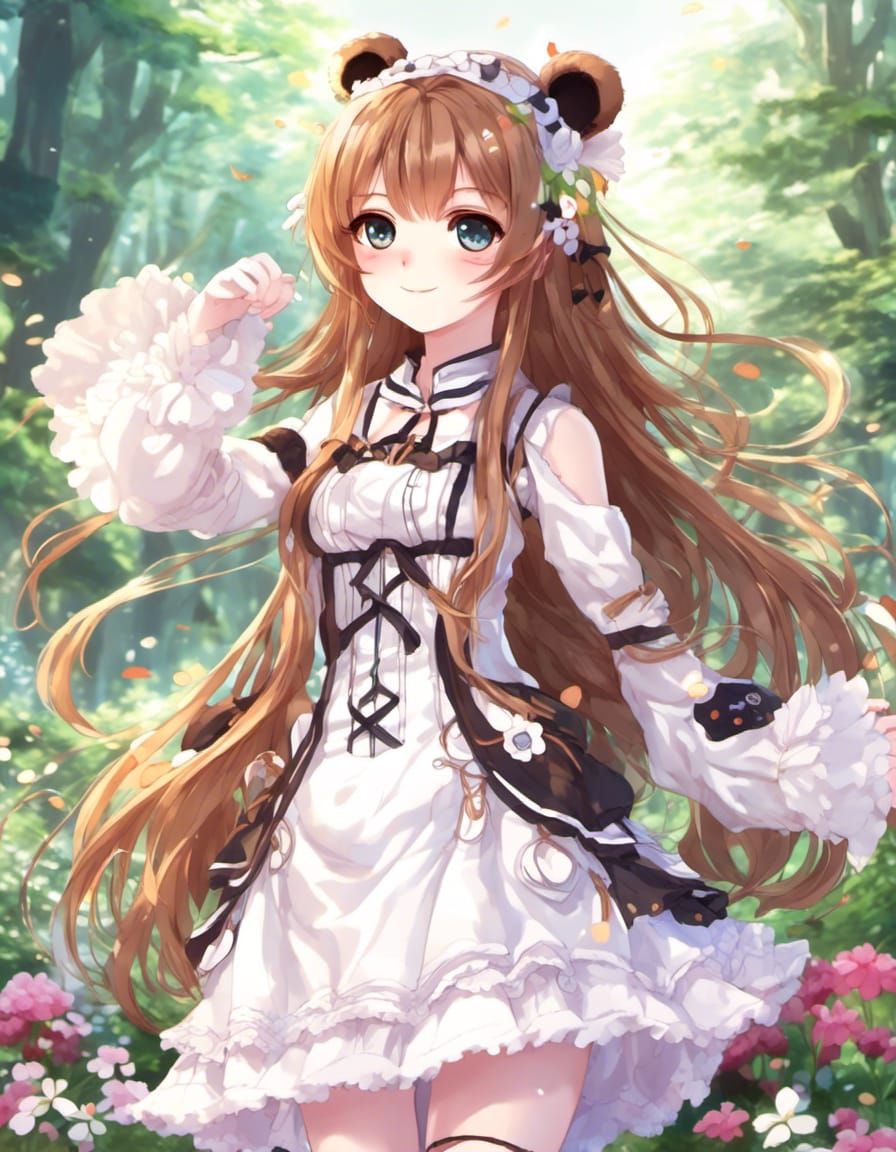 Brown Panda Anime Girl Vtuber Design