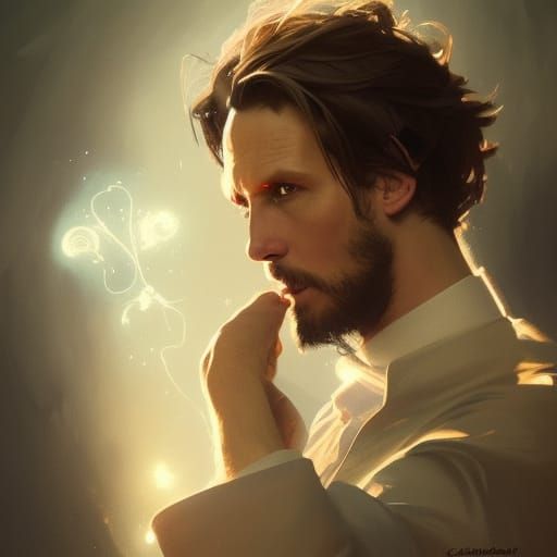 Magician Portrait in Art Nouveau Style