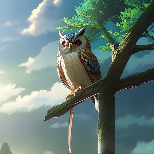 Anime Owl on Branch Key Visual