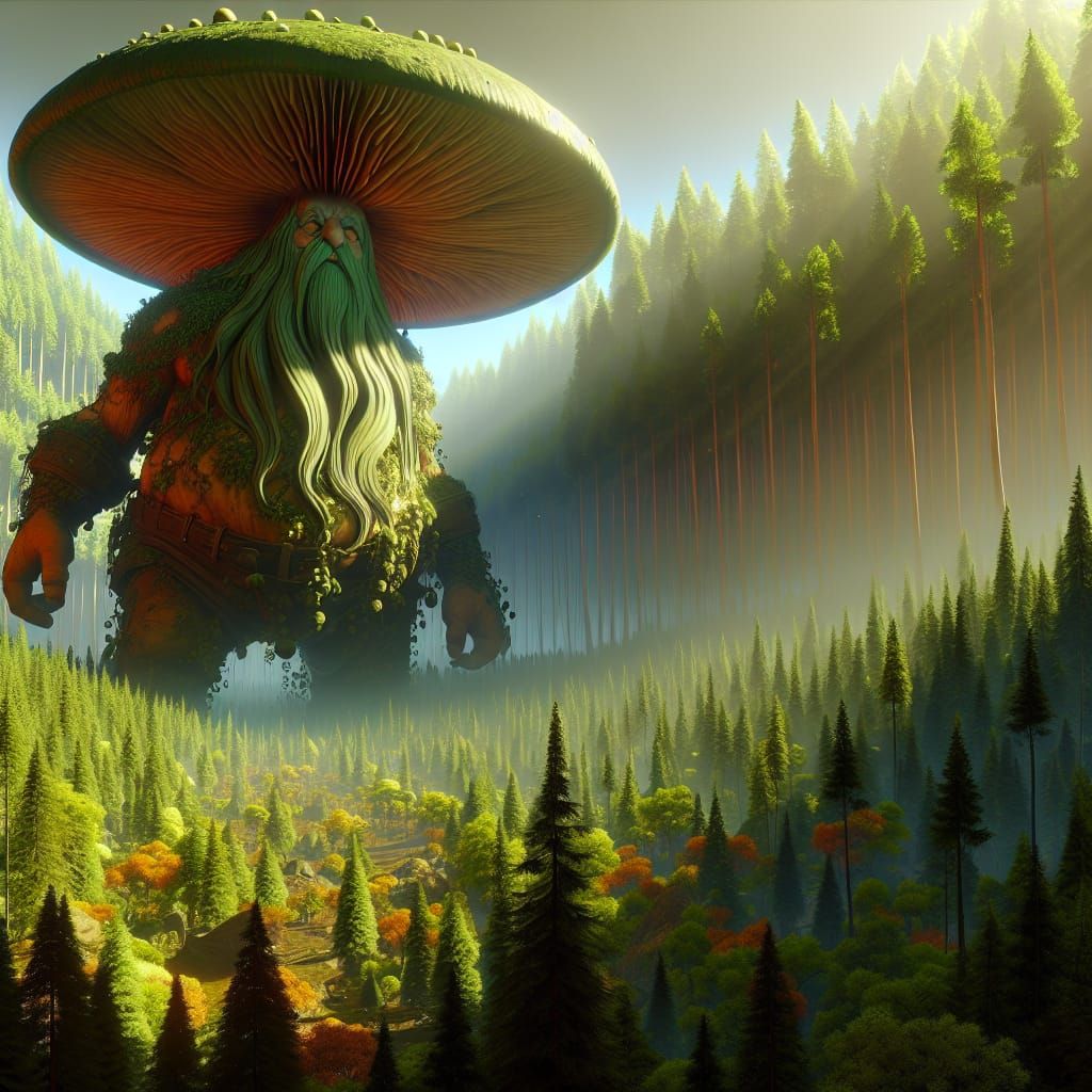 Epic Mushroom Giant Reigns Over Enchanted Forest in Vibrant ...