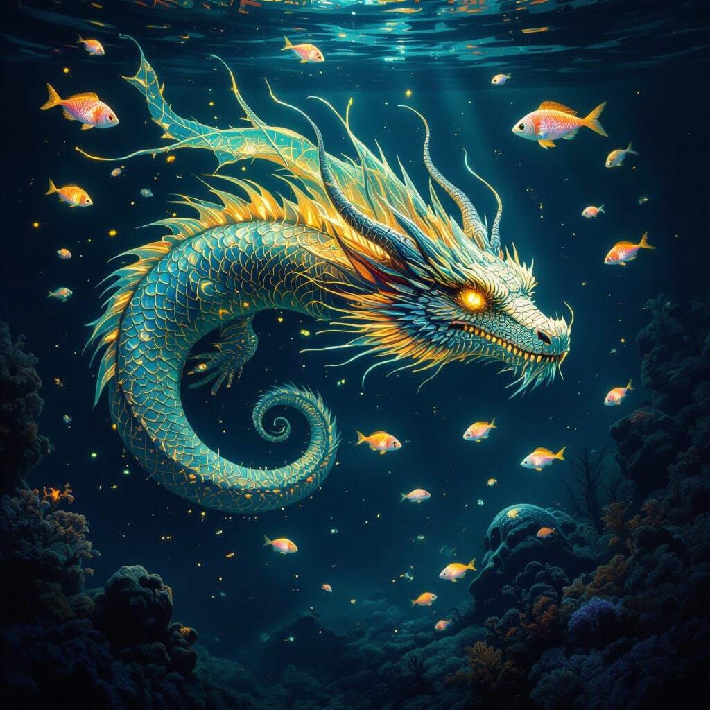 Bioluminescent Dragon Illuminates Deep Ocean World