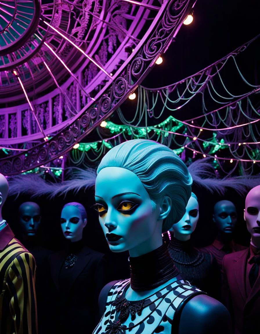 Neon Tarantula Octopus in Wes Anderson Style