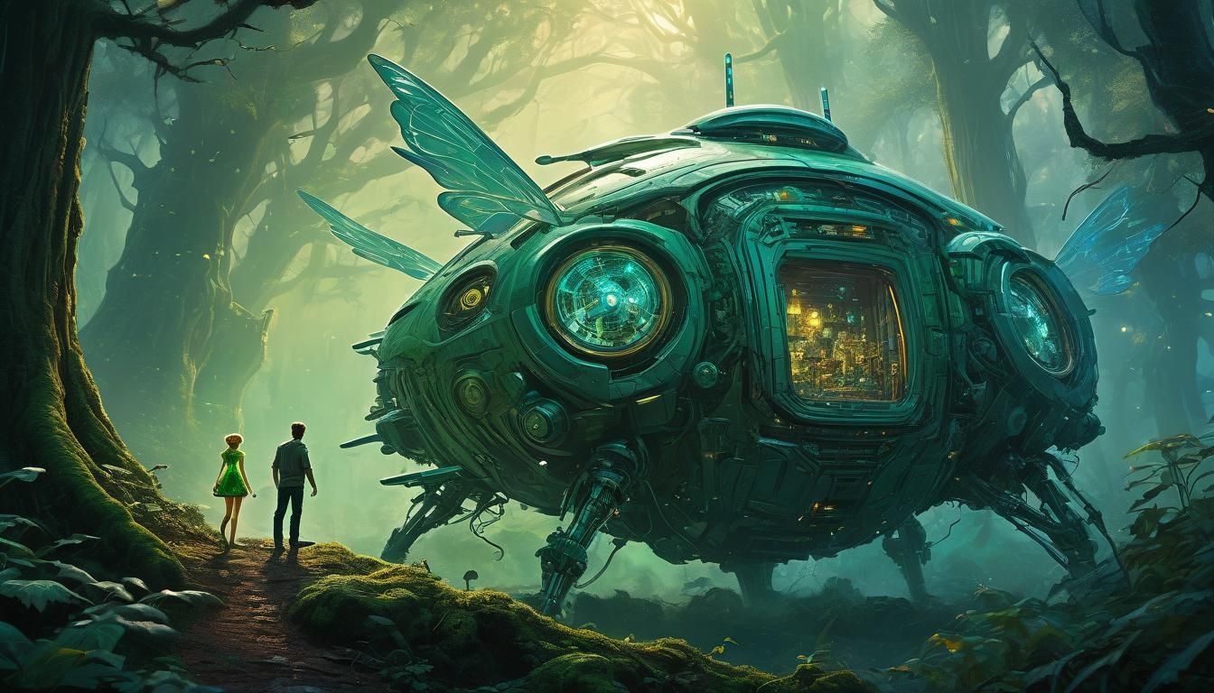 Elon Musk and Tinker Bell in Fantasy Comic Art