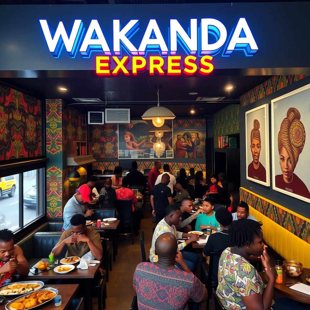 African-Inspired Restaurant Scene in Vibrant Wakanda Express
