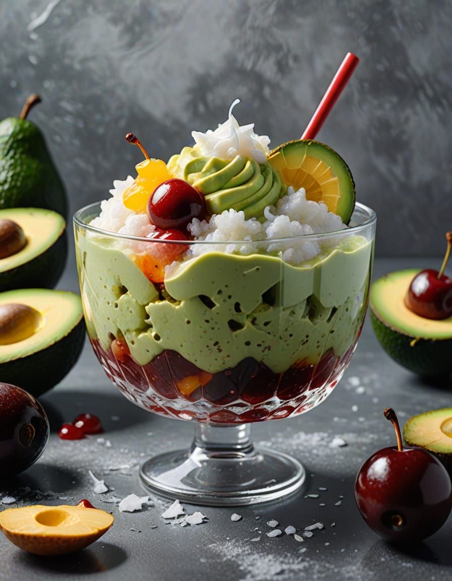 Vibrant Tropical Dessert in a Glass Bowl