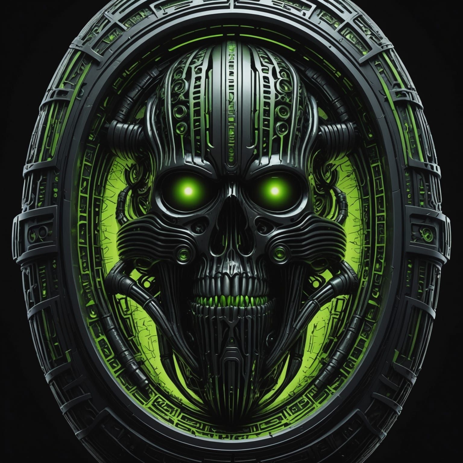 Giger-Inspired Soul-Shard with Glowing Ribs