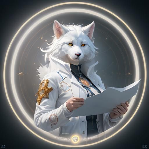 Enthusiastic Fursona Logo in Detailed Digital Art