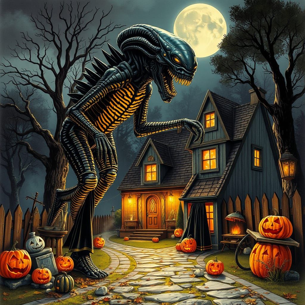 Halloween Celebration Art Inspired by Giger and Beksinski