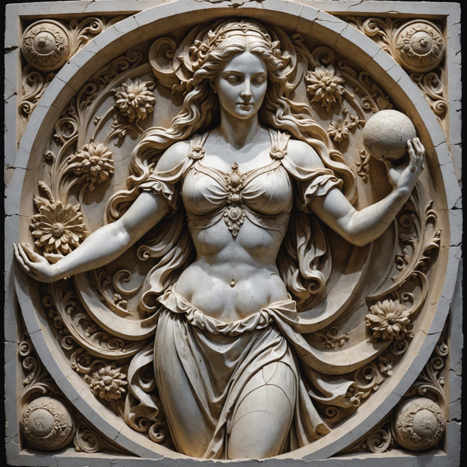 Egyptian Goddess Relief Carved in Stone