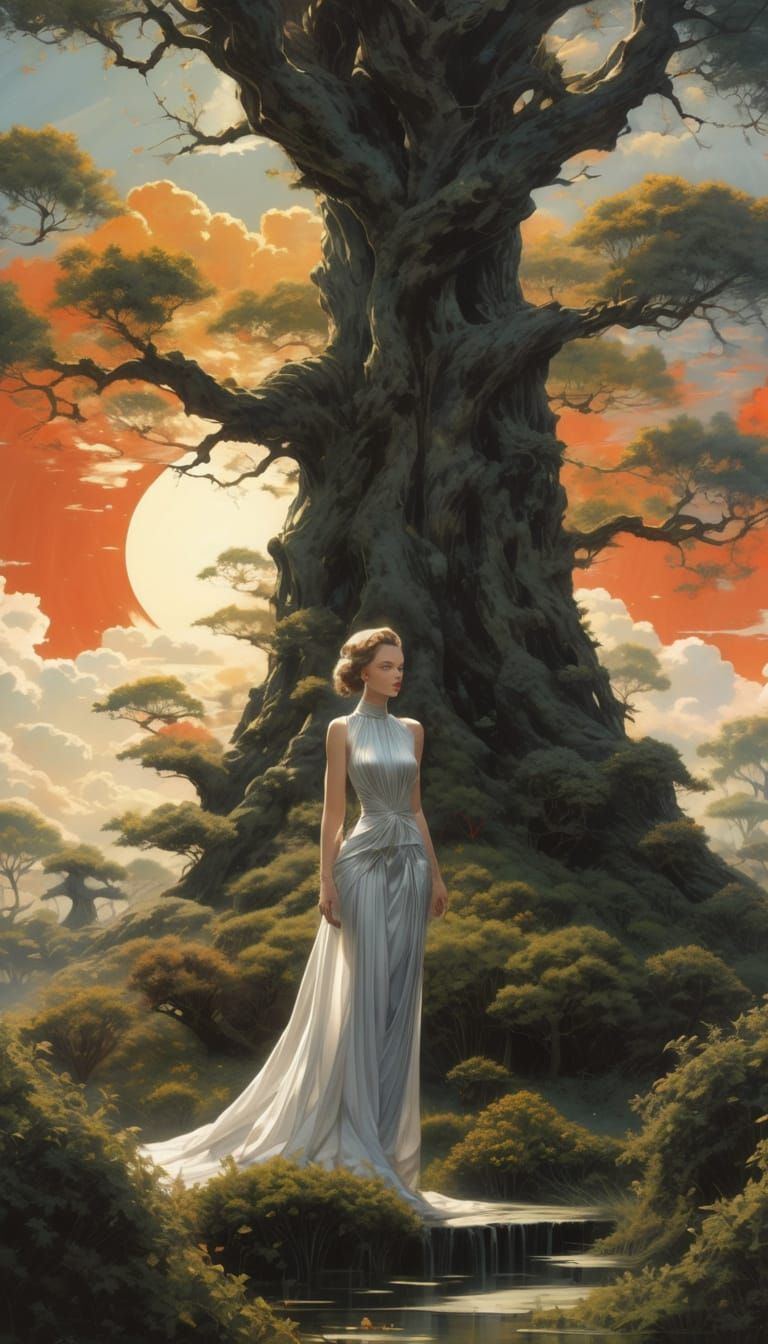 Donna Karan Fashion in Detailed Ink Painting Style