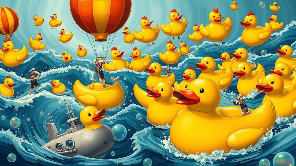 Fishermen in Hot-Air Balloons Cast Lines into Ocean of Infla...