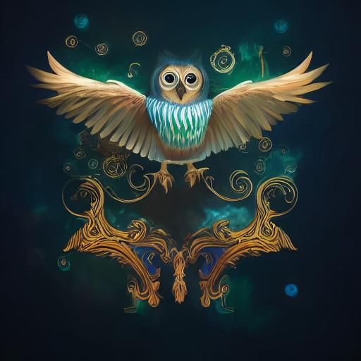 Mystical Book with Owl in Surreal Digital Art